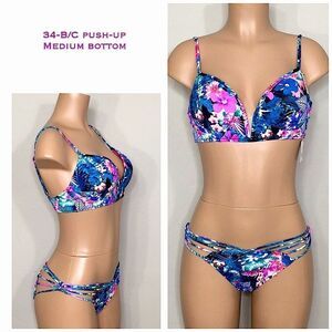 New. Strappy Tropical bra sized bikini set. 34/B-C